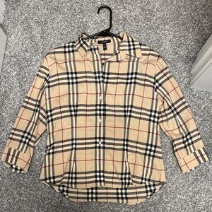 Burberry Tan and Black Checkered Shirt